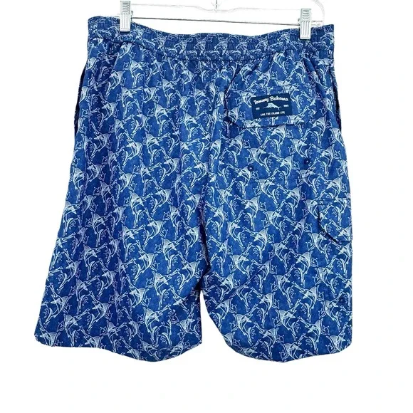 Tommy Bahama Baja Marlin Geo Shorts Elastic Waist Dark Cobalt Size M NWT